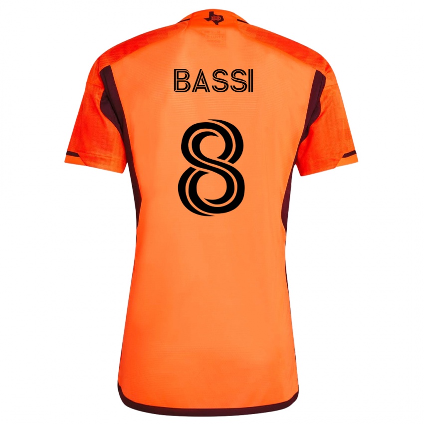 Hombre Camiseta Amine Bassi #8 Naranja 1ª Equipación 2023/24 La Camisa Argentina