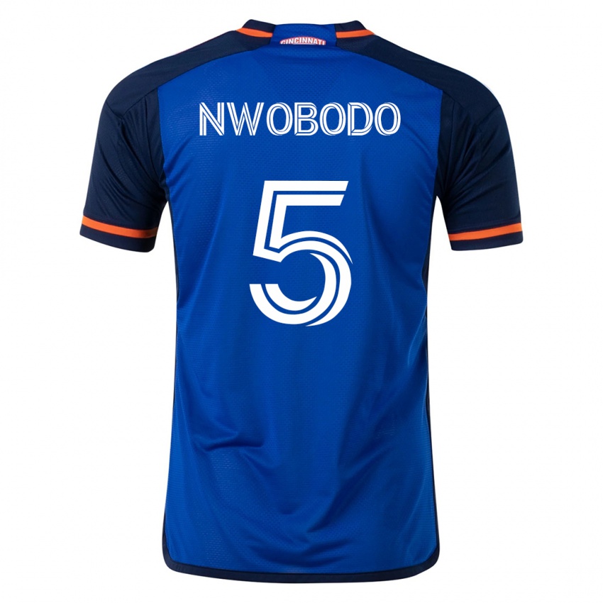 Hombre Camiseta Obinna Nwobodo #5 Azul 1ª Equipación 2023/24 La Camisa Argentina
