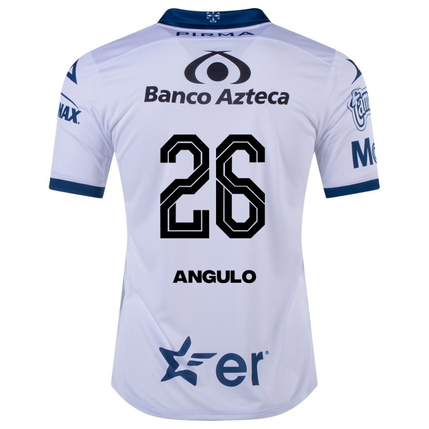 Hombre Camiseta Brayan Angulo #26 Blanco 1ª Equipación 2023/24 La Camisa Argentina