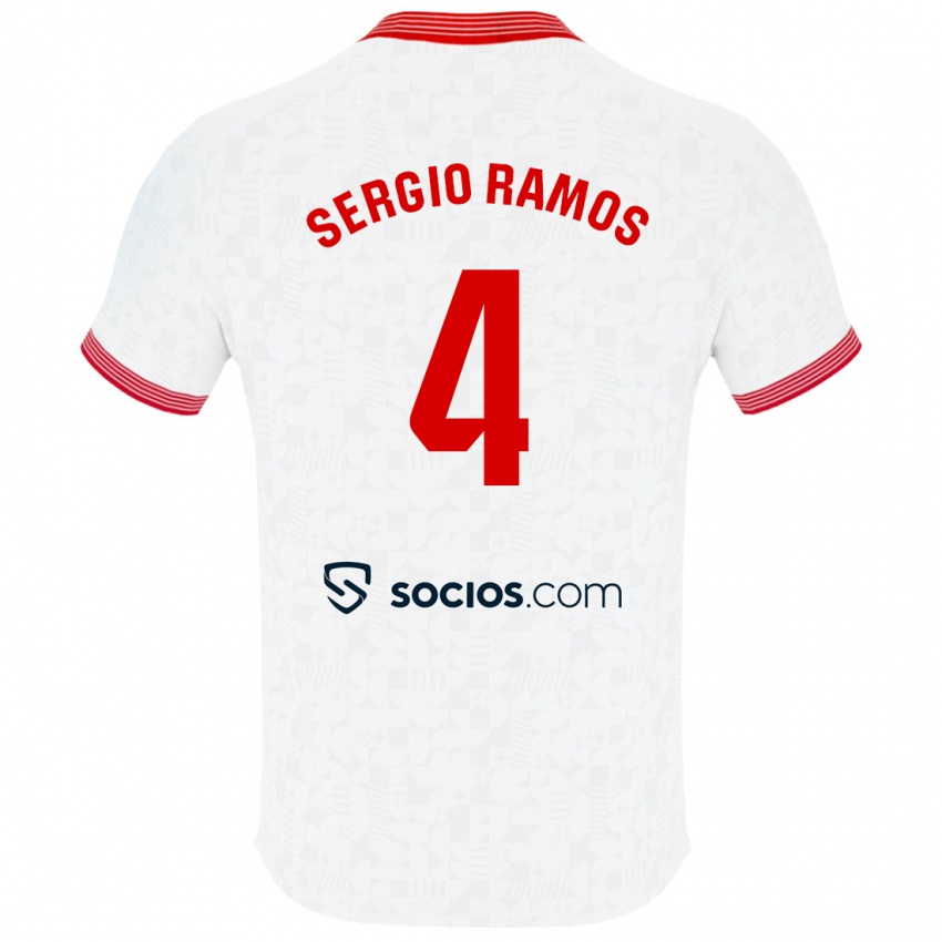 Hombre Camiseta Sergio Ramos #4 Blanco 1ª Equipación 2023/24 La Camisa Argentina