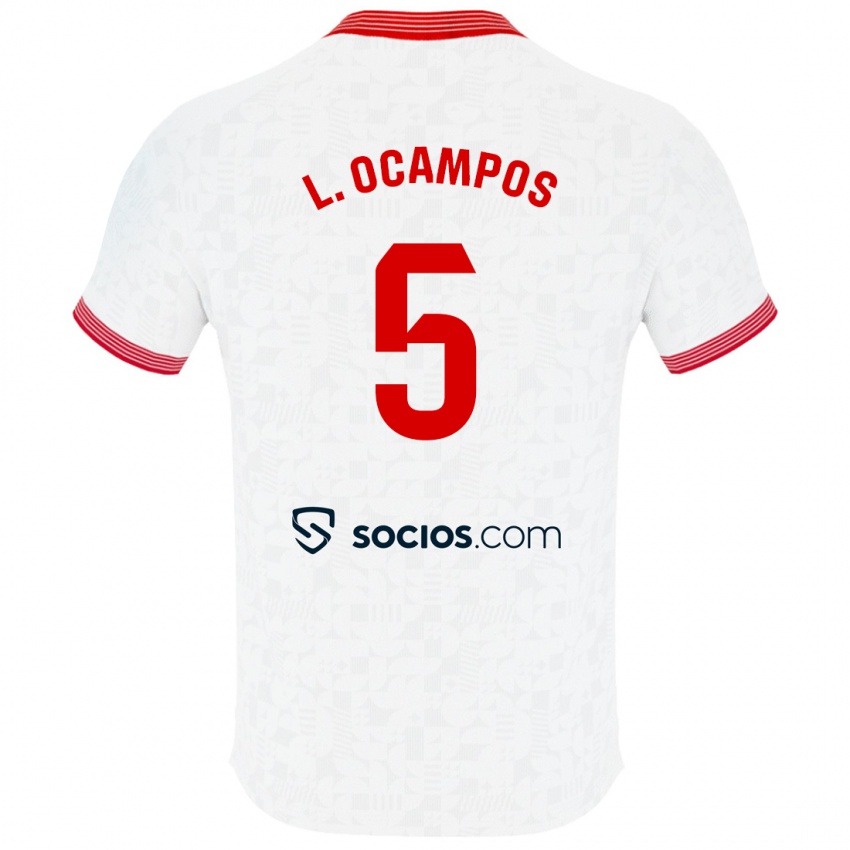 Hombre Camiseta Lucas Ocampos #5 Blanco 1ª Equipación 2023/24 La Camisa Argentina