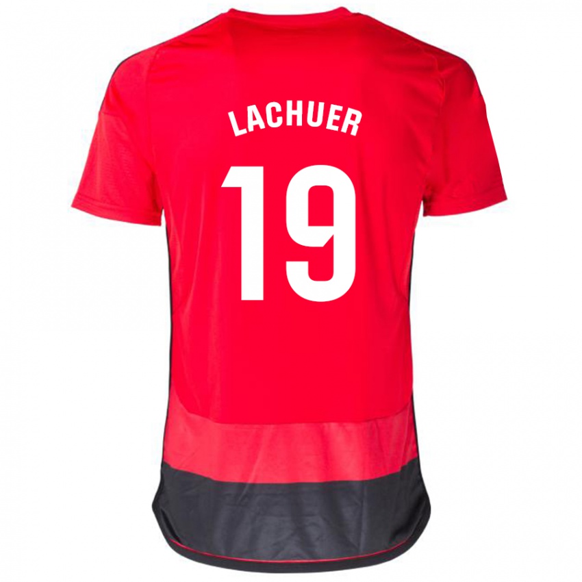 Hombre Camiseta Mathis Lachuer #19 Negro Rojo 1ª Equipación 2023/24 La Camisa Argentina