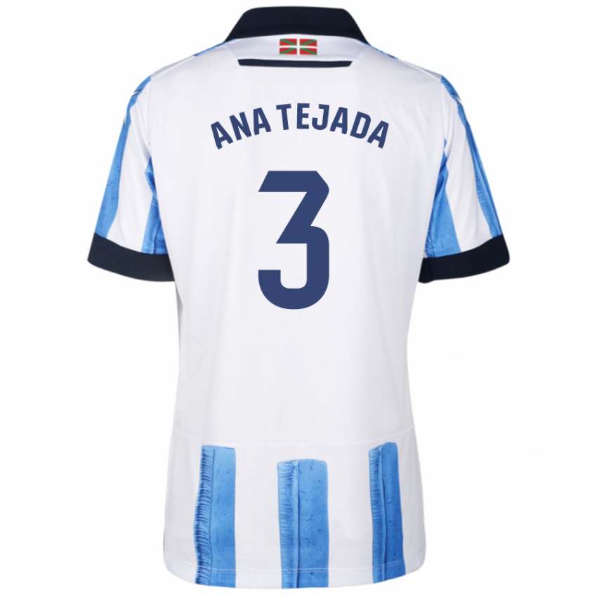 Hombre Camiseta Ana Tejada Jiménez #3 Azul Blanco 1ª Equipación 2023/24 La Camisa Argentina