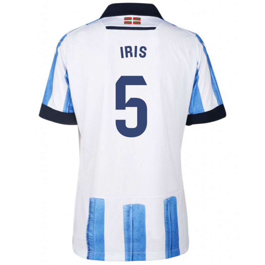 Hombre Camiseta Iris Arnaiz Gil #5 Azul Blanco 1ª Equipación 2023/24 La Camisa Argentina