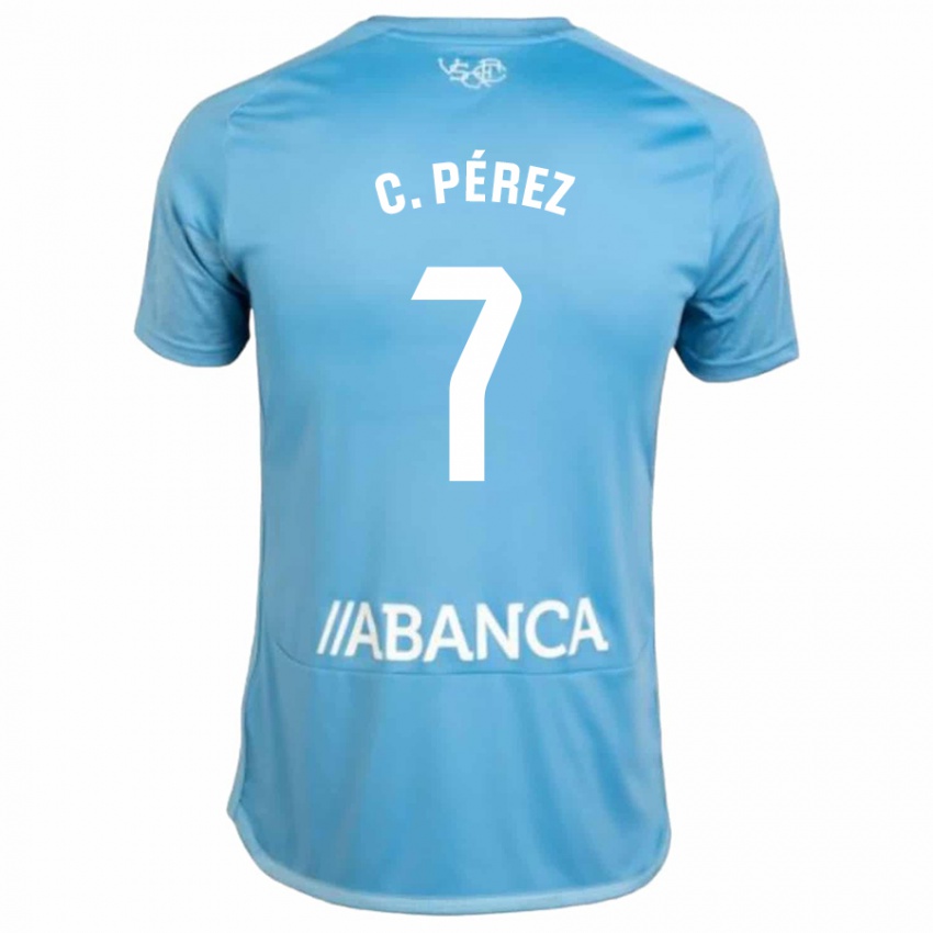 Hombre Camiseta Carles Perez #7 Azul 1ª Equipación 2023/24 La Camisa Argentina