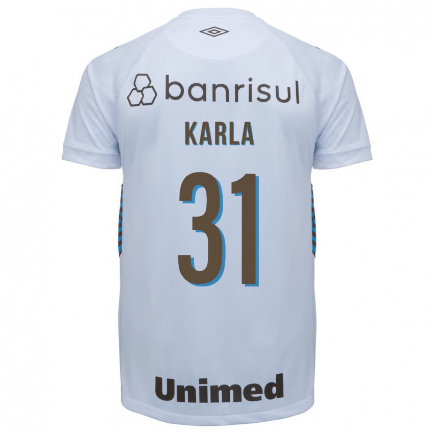 Hombre Camiseta Emmily Karla #31 Blanco 2ª Equipación 2023/24 La Camisa Argentina