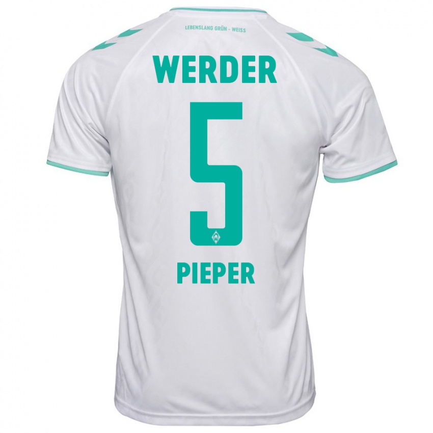 Hombre Camiseta Amos Pieper #5 Blanco 2ª Equipación 2023/24 La Camisa Argentina