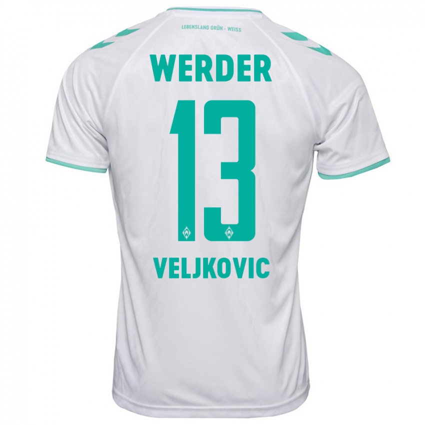 Hombre Camiseta Milos Veljkovic #13 Blanco 2ª Equipación 2023/24 La Camisa Argentina