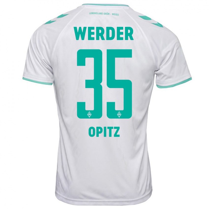 Hombre Camiseta Leon Opitz #35 Blanco 2ª Equipación 2023/24 La Camisa Argentina