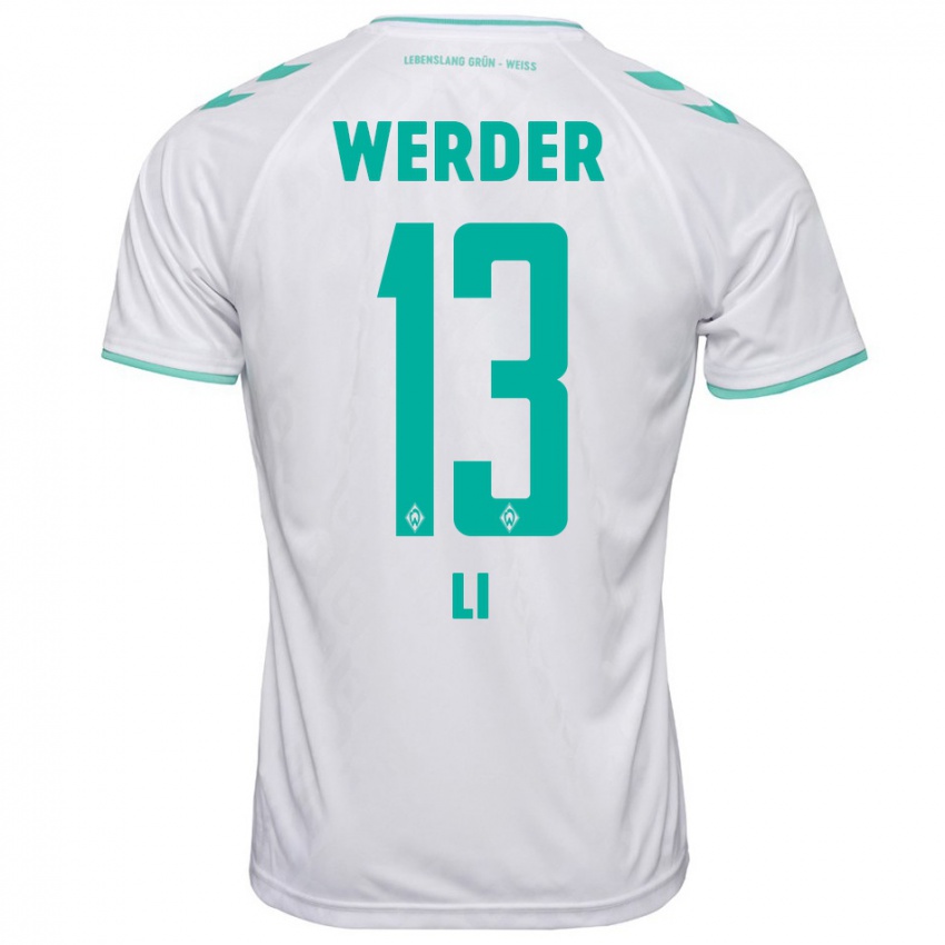 Hombre Camiseta Xiancheng Li #13 Blanco 2ª Equipación 2023/24 La Camisa Argentina