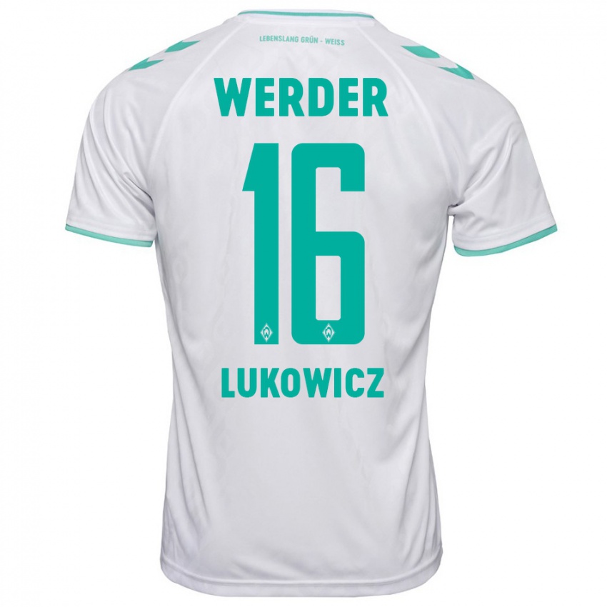 Hombre Camiseta Maik Lukowicz #16 Blanco 2ª Equipación 2023/24 La Camisa Argentina