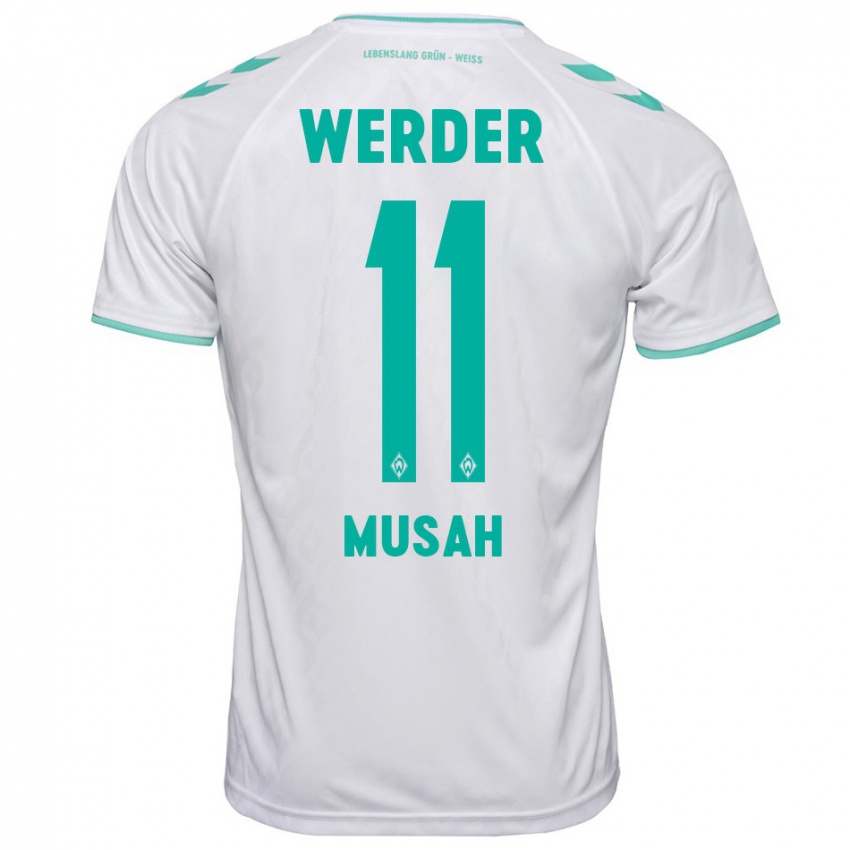 Hombre Camiseta Salim Musah #11 Blanco 2ª Equipación 2023/24 La Camisa Argentina