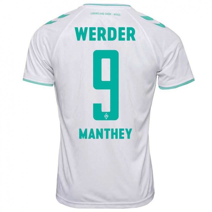 Hombre Camiseta Kevin Manthey #9 Blanco 2ª Equipación 2023/24 La Camisa Argentina