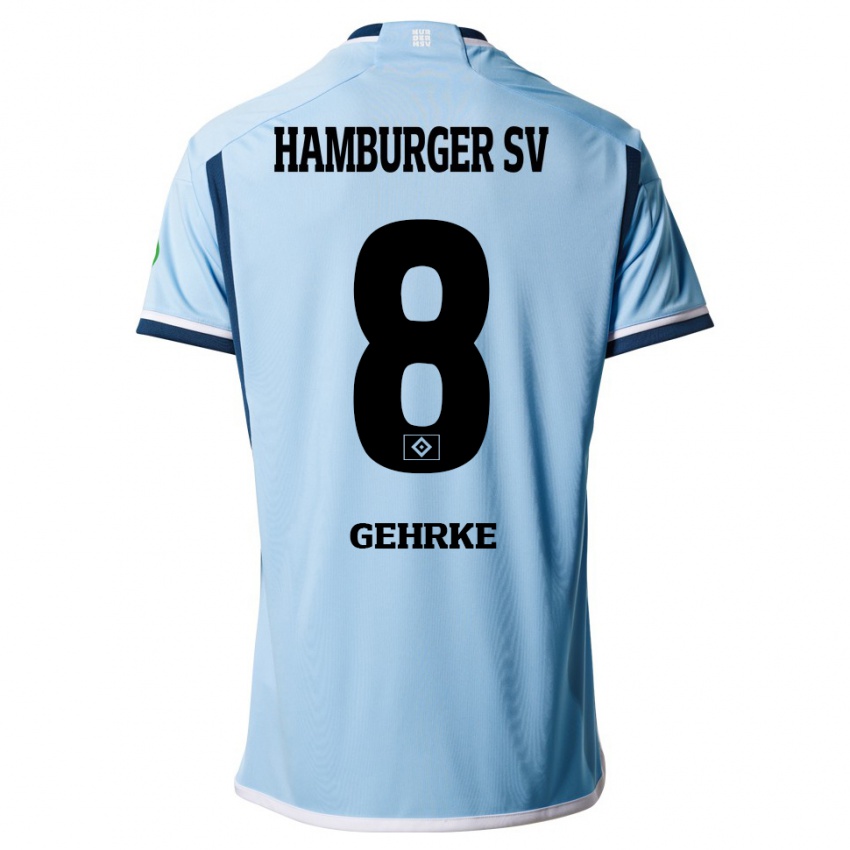 Hombre Camiseta Stefan Gehrke #8 Azul 2ª Equipación 2023/24 La Camisa Argentina
