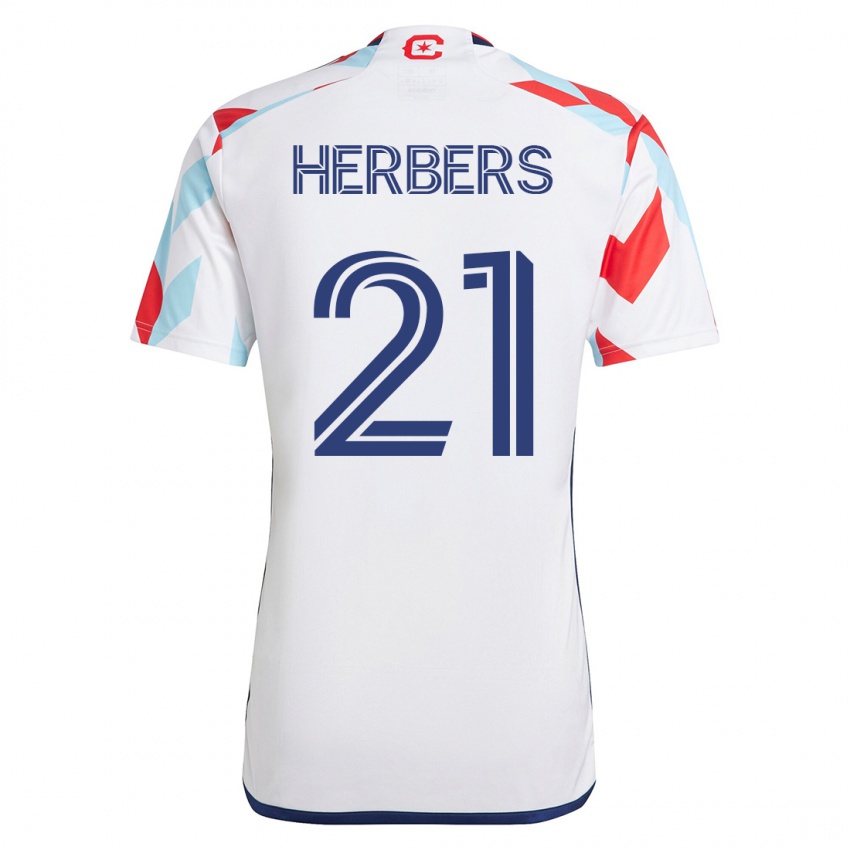Hombre Camiseta Fabian Herbers #21 Blanco Azul 2ª Equipación 2023/24 La Camisa Argentina