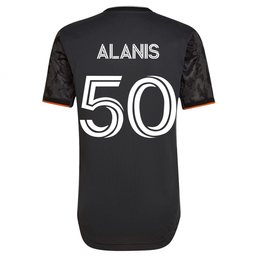 Hombre Camiseta Brian Alanis #50 Negro 2ª Equipación 2023/24 La Camisa Argentina