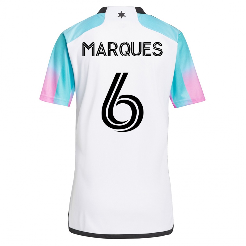 Hombre Camiseta Mikael Marqués #6 Blanco 2ª Equipación 2023/24 La Camisa Argentina