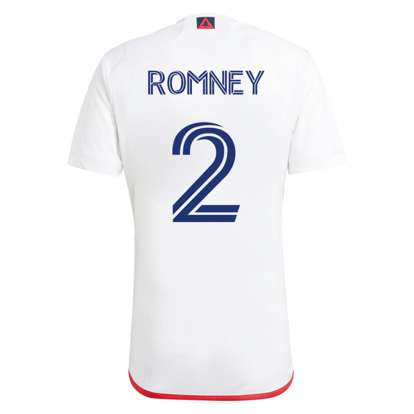 Hombre Camiseta Dave Romney #2 Blanco Rojo 2ª Equipación 2023/24 La Camisa Argentina