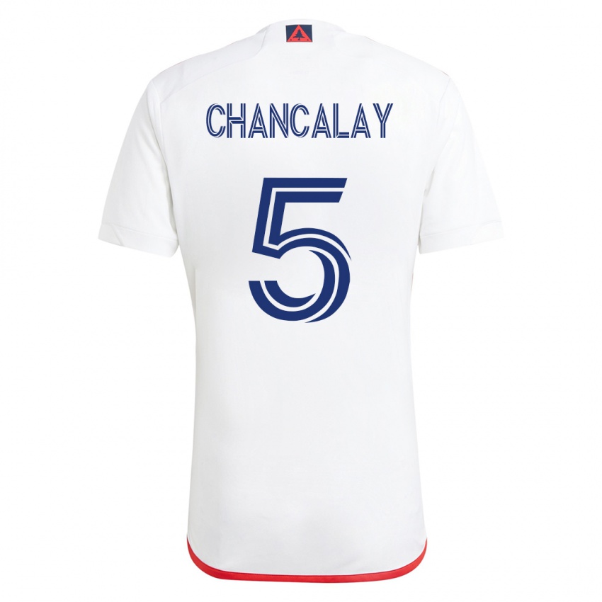 Hombre Camiseta Tomas Chancalay #5 Blanco Rojo 2ª Equipación 2023/24 La Camisa Argentina