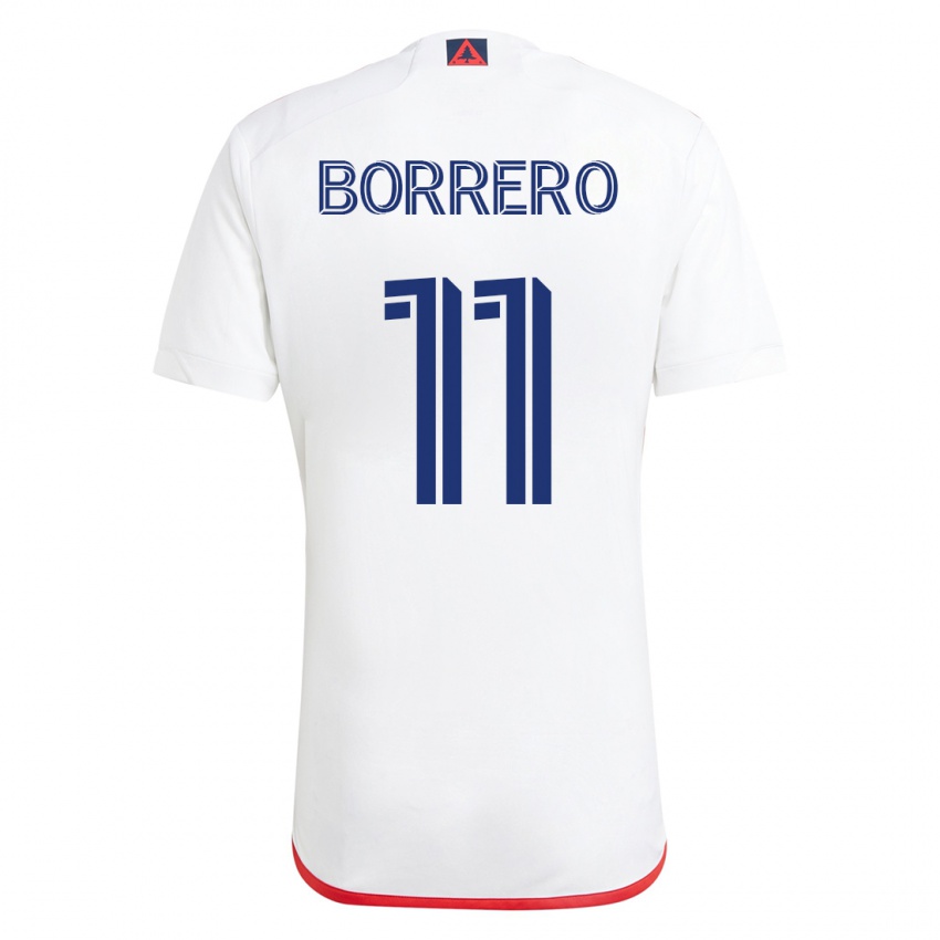 Hombre Camiseta Dylan Borrero #11 Blanco Rojo 2ª Equipación 2023/24 La Camisa Argentina