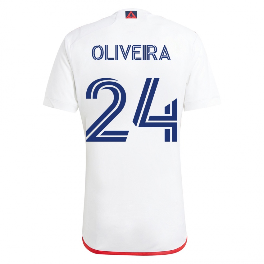 Hombre Camiseta Cristiano Oliveira #24 Blanco Rojo 2ª Equipación 2023/24 La Camisa Argentina