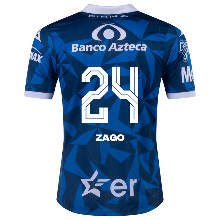 Hombre Camiseta Diego Zago #24 Azul 2ª Equipación 2023/24 La Camisa Argentina