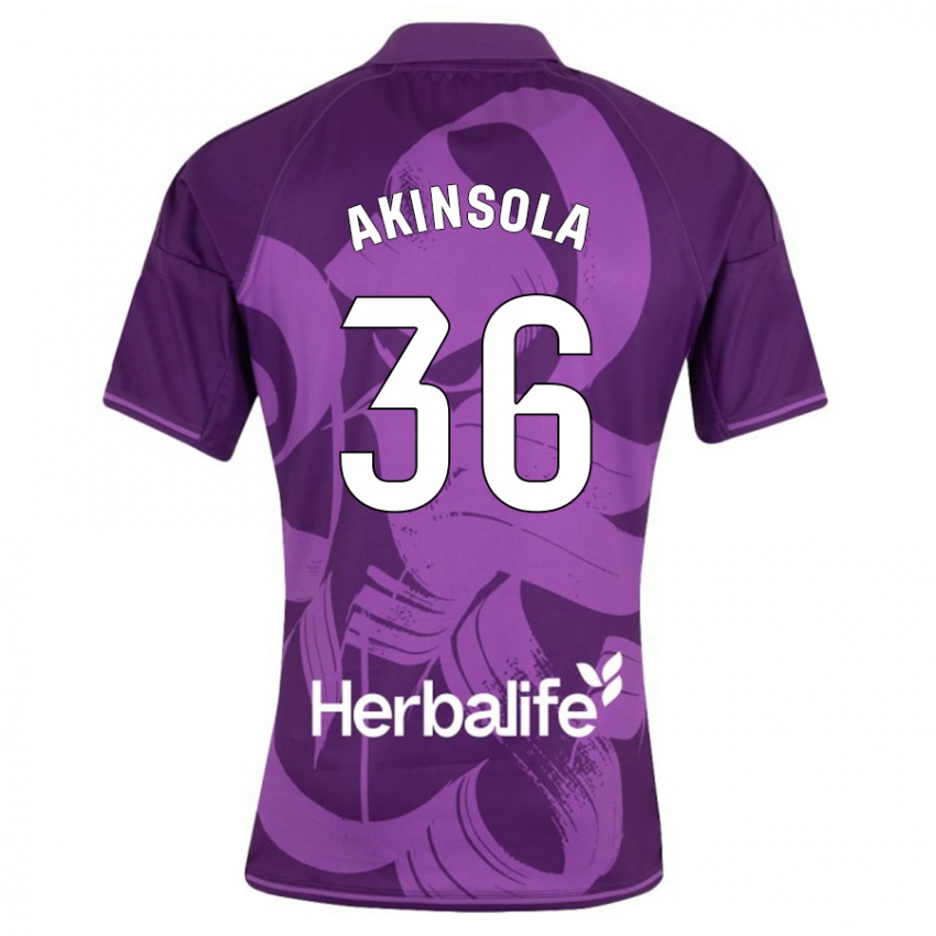 Hombre Camiseta Tunde Akinsola #36 Violeta 2ª Equipación 2023/24 La Camisa Argentina