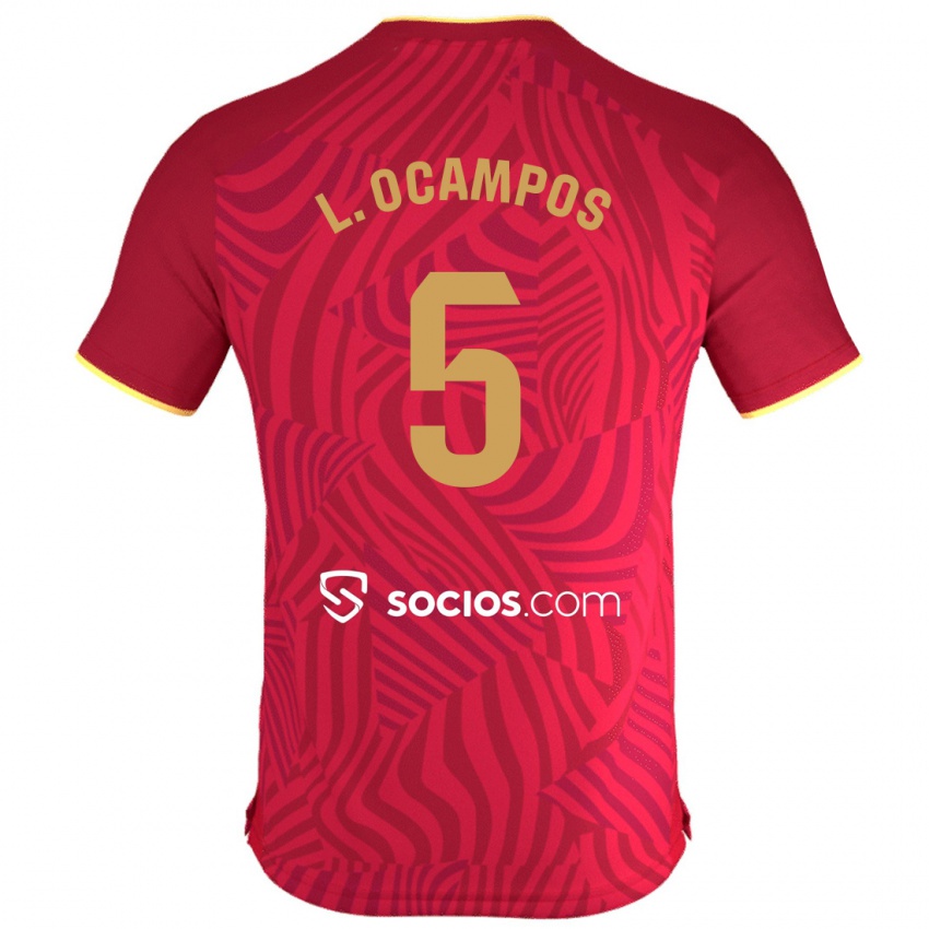 Hombre Camiseta Lucas Ocampos #5 Rojo 2ª Equipación 2023/24 La Camisa Argentina