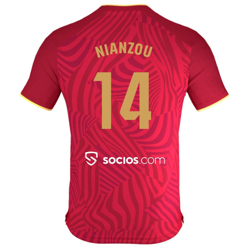 Hombre Camiseta Tanguy Nianzou #14 Rojo 2ª Equipación 2023/24 La Camisa Argentina