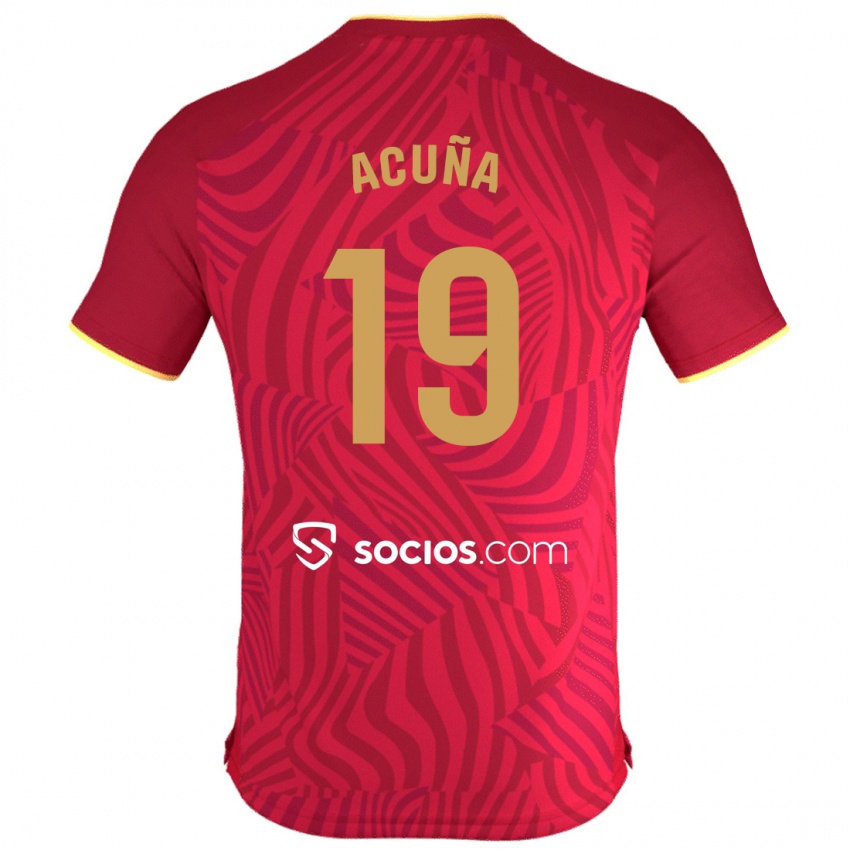 Hombre Camiseta Marcos Acuna #19 Rojo 2ª Equipación 2023/24 La Camisa Argentina
