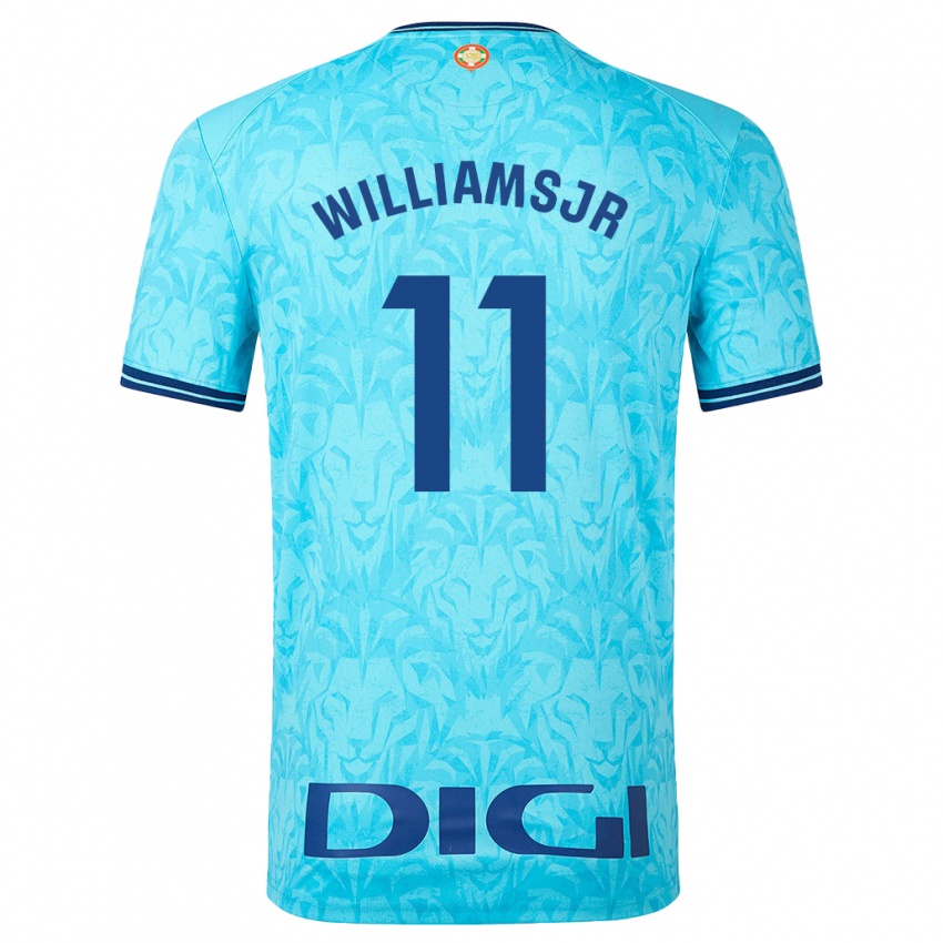 Hombre Camiseta Nico Williams #11 Cielo Azul 2ª Equipación 2023/24 La Camisa Argentina
