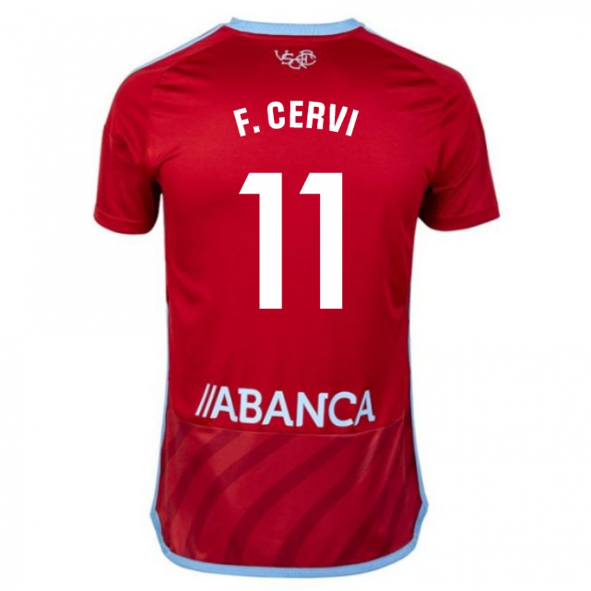 Hombre Camiseta Franco Cervi #11 Rojo 2ª Equipación 2023/24 La Camisa Argentina