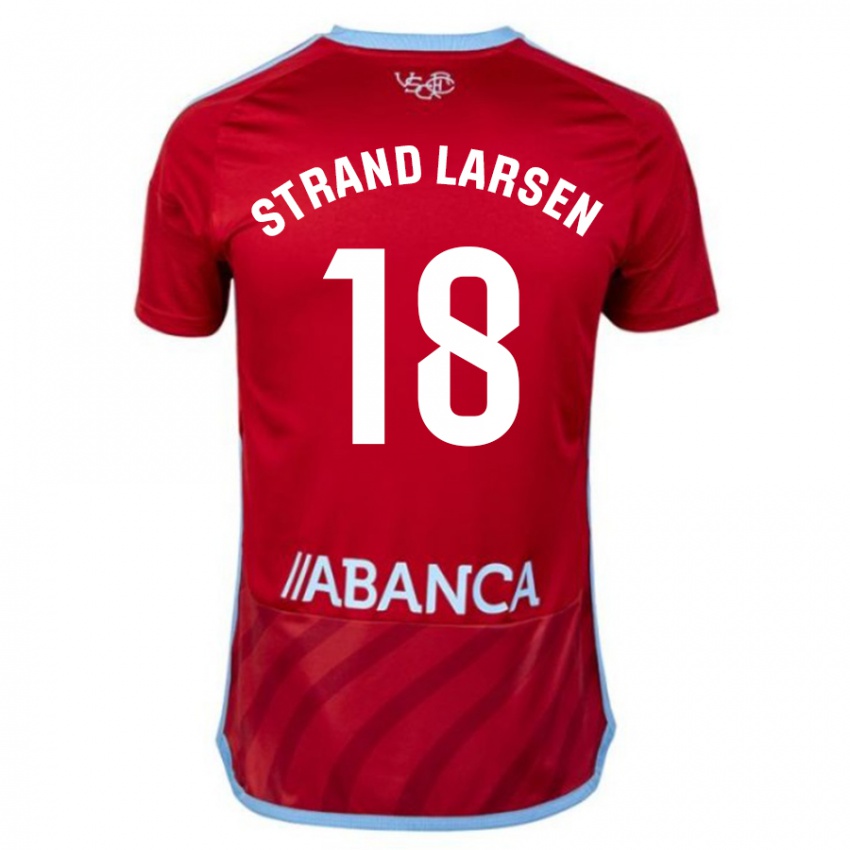 Hombre Camiseta Jørgen Strand Larsen #18 Rojo 2ª Equipación 2023/24 La Camisa Argentina