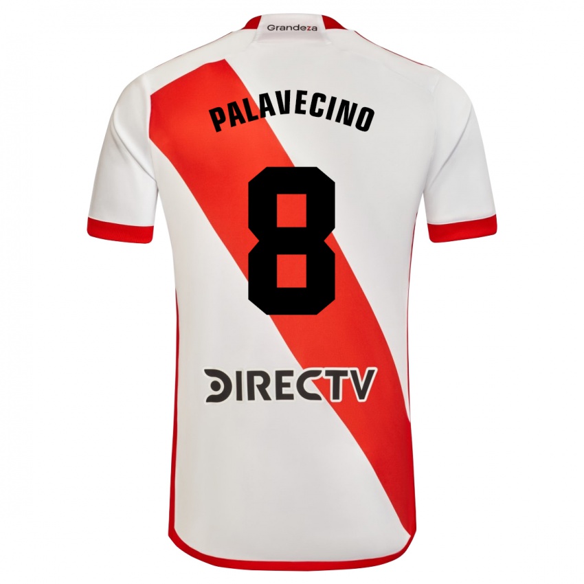 Mujer Camiseta Agustin Palavecino #8 Blanco Rojo 1ª Equipación 2023/24 La Camisa Argentina