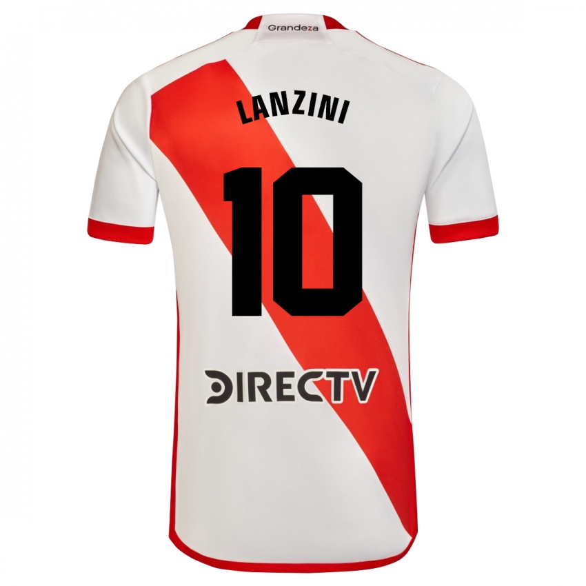 Mujer Camiseta Manuel Lanzini #10 Blanco Rojo 1ª Equipación 2023/24 La Camisa Argentina