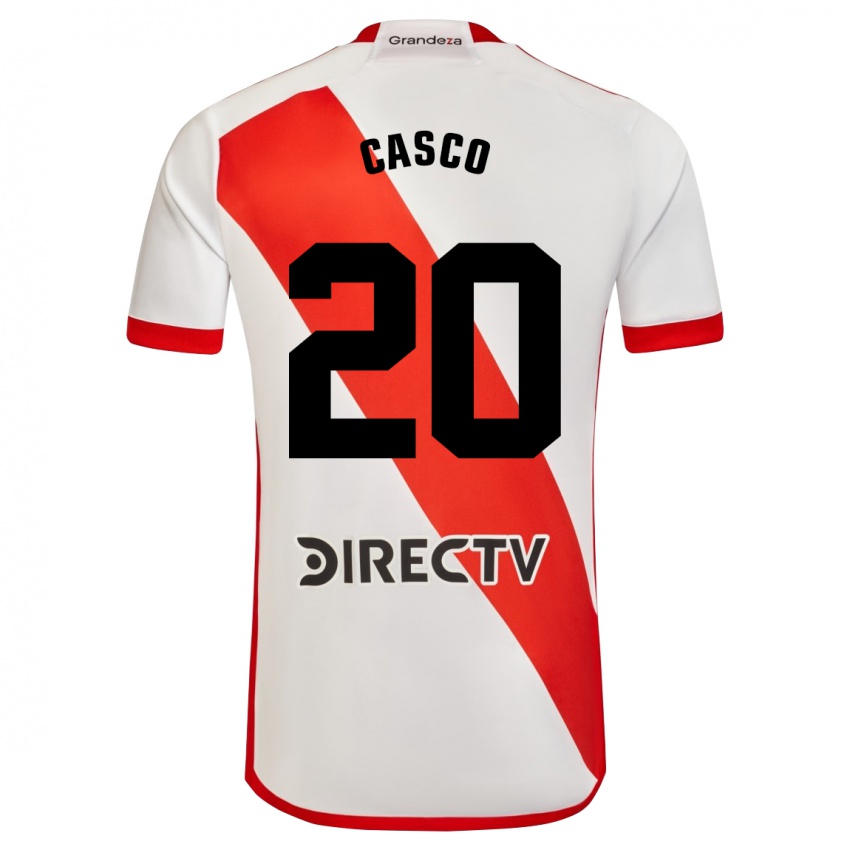 Mujer Camiseta Milton Casco #20 Blanco Rojo 1ª Equipación 2023/24 La Camisa Argentina