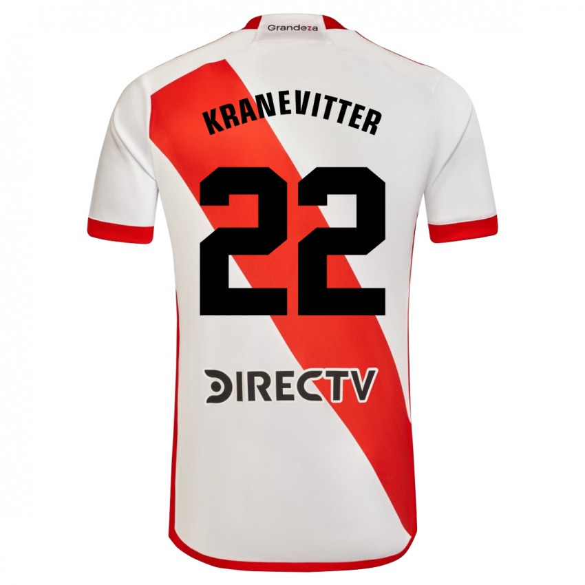 Mujer Camiseta Matias Kranevitter #22 Blanco Rojo 1ª Equipación 2023/24 La Camisa Argentina