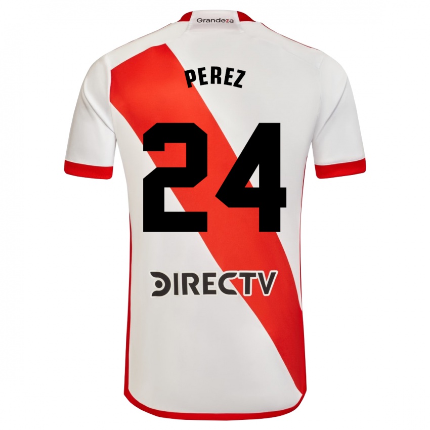 Mujer Camiseta Enzo Perez #24 Blanco Rojo 1ª Equipación 2023/24 La Camisa Argentina
