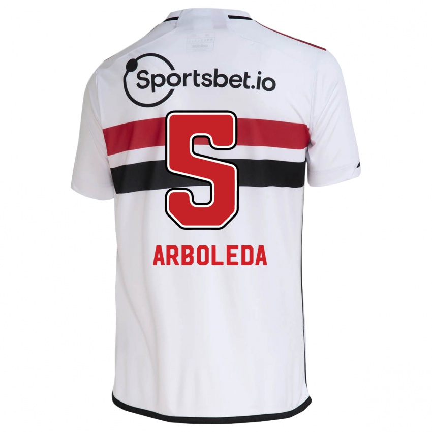 Mujer Camiseta Robert Arboleda #5 Blanco 1ª Equipación 2023/24 La Camisa Argentina
