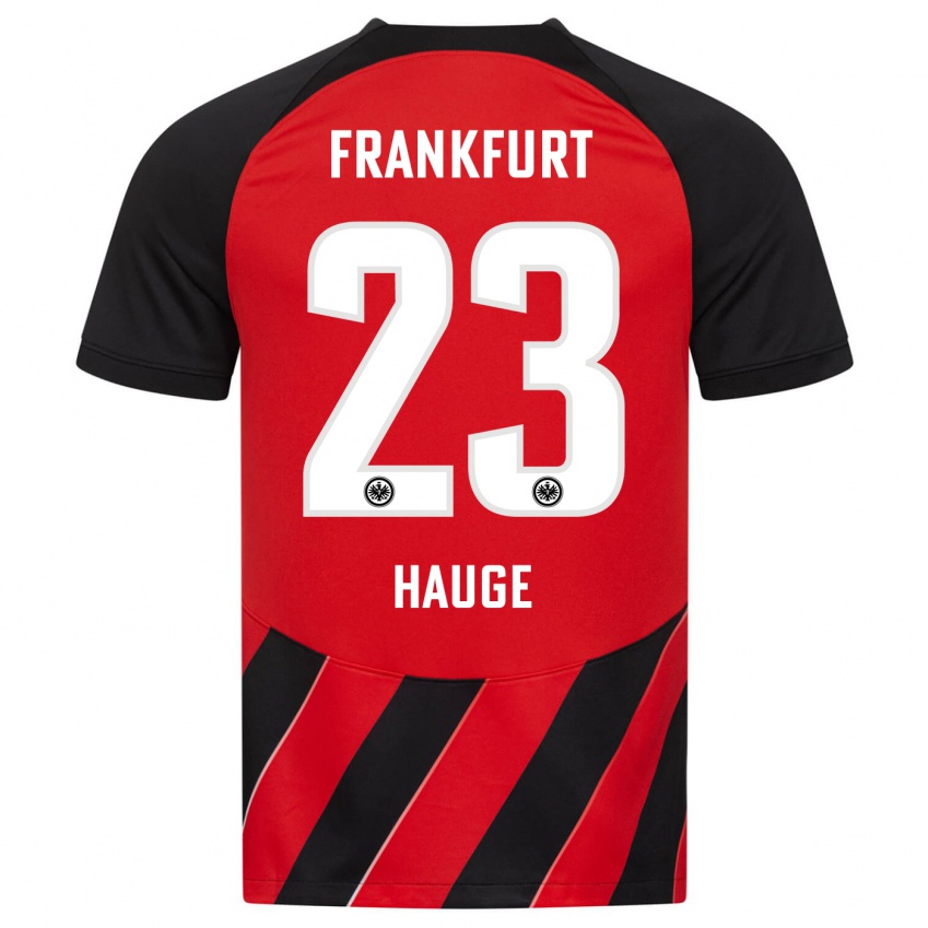 Mujer Camiseta Jens Petter Hauge #23 Negro Rojo 1ª Equipación 2023/24 La Camisa Argentina