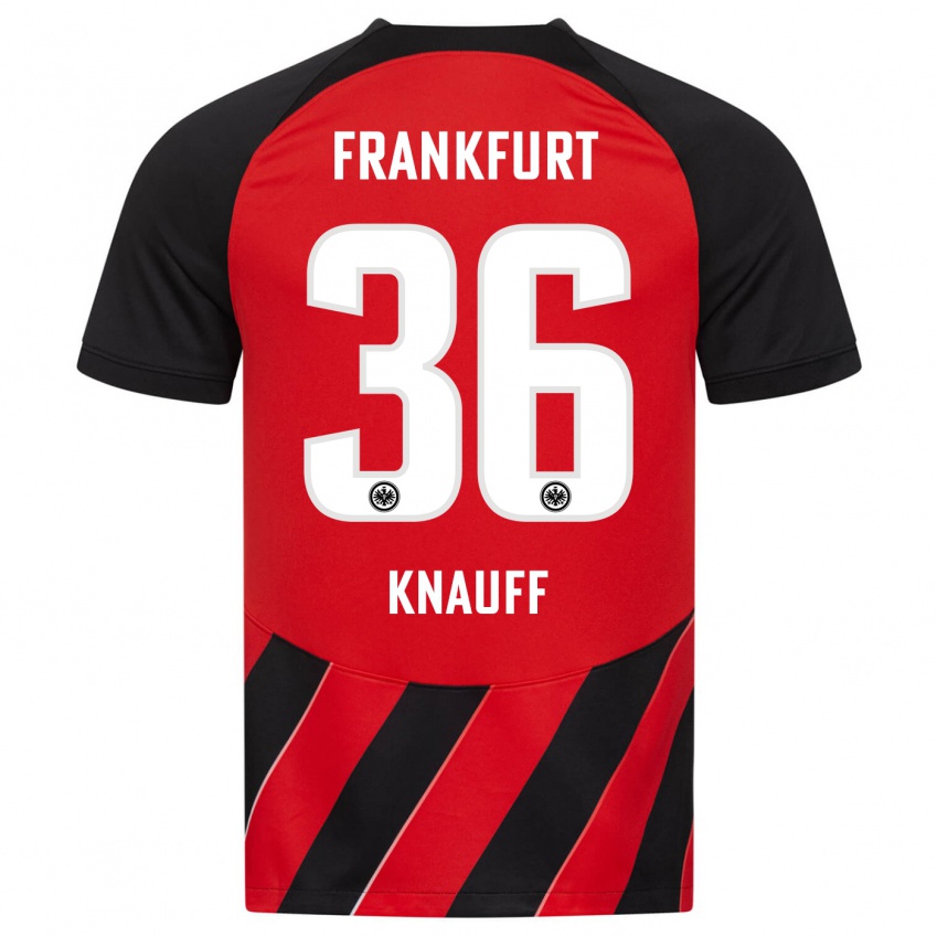 Mujer Camiseta Ansgar Knauff #36 Negro Rojo 1ª Equipación 2023/24 La Camisa Argentina