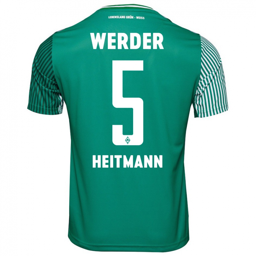 Mujer Camiseta Mats Heitmann #5 Verde 1ª Equipación 2023/24 La Camisa Argentina