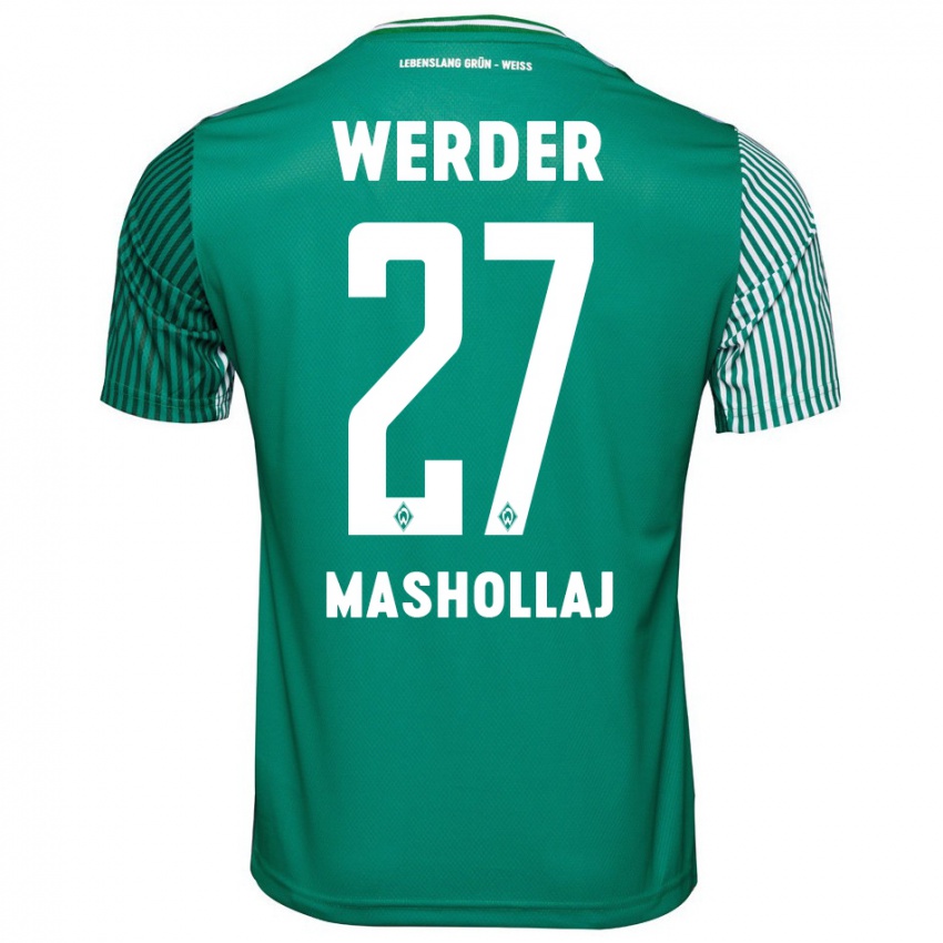 Mujer Camiseta Benjamin Mashollaj #27 Verde 1ª Equipación 2023/24 La Camisa Argentina