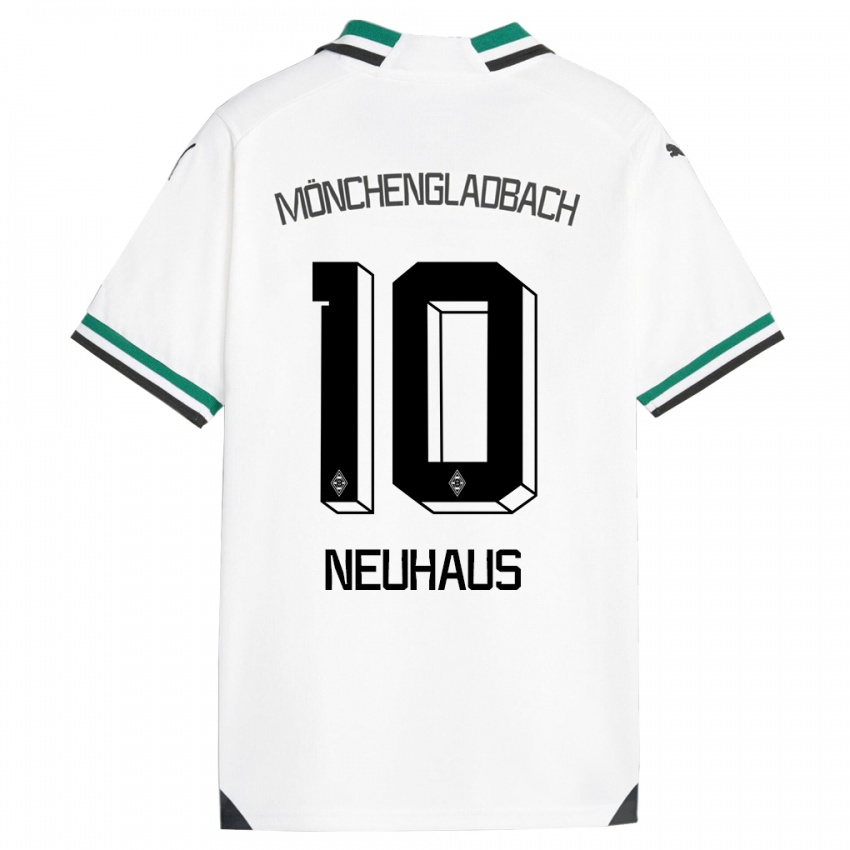 Mujer Camiseta Florian Neuhaus #10 Blanco Verde 1ª Equipación 2023/24 La Camisa Argentina