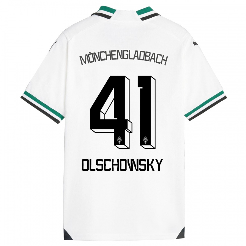 Mujer Camiseta Jan Olschowsky #41 Blanco Verde 1ª Equipación 2023/24 La Camisa Argentina