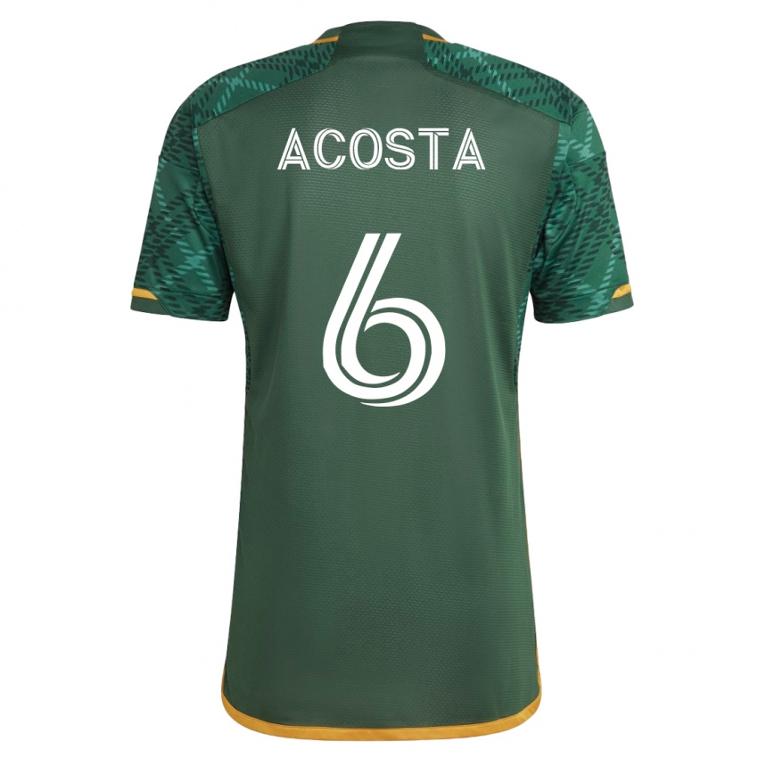 Mujer Camiseta Bryan Acosta #6 Verde 1ª Equipación 2023/24 La Camisa Argentina