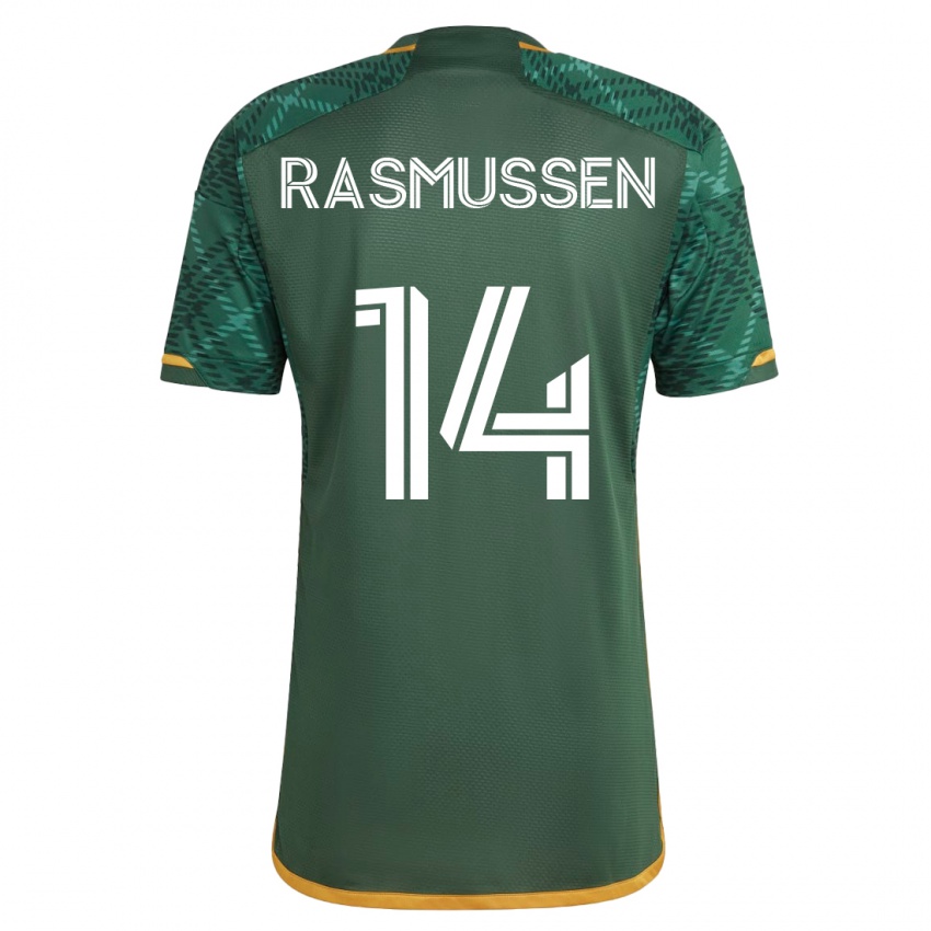 Mujer Camiseta Justin Rasmussen #14 Verde 1ª Equipación 2023/24 La Camisa Argentina