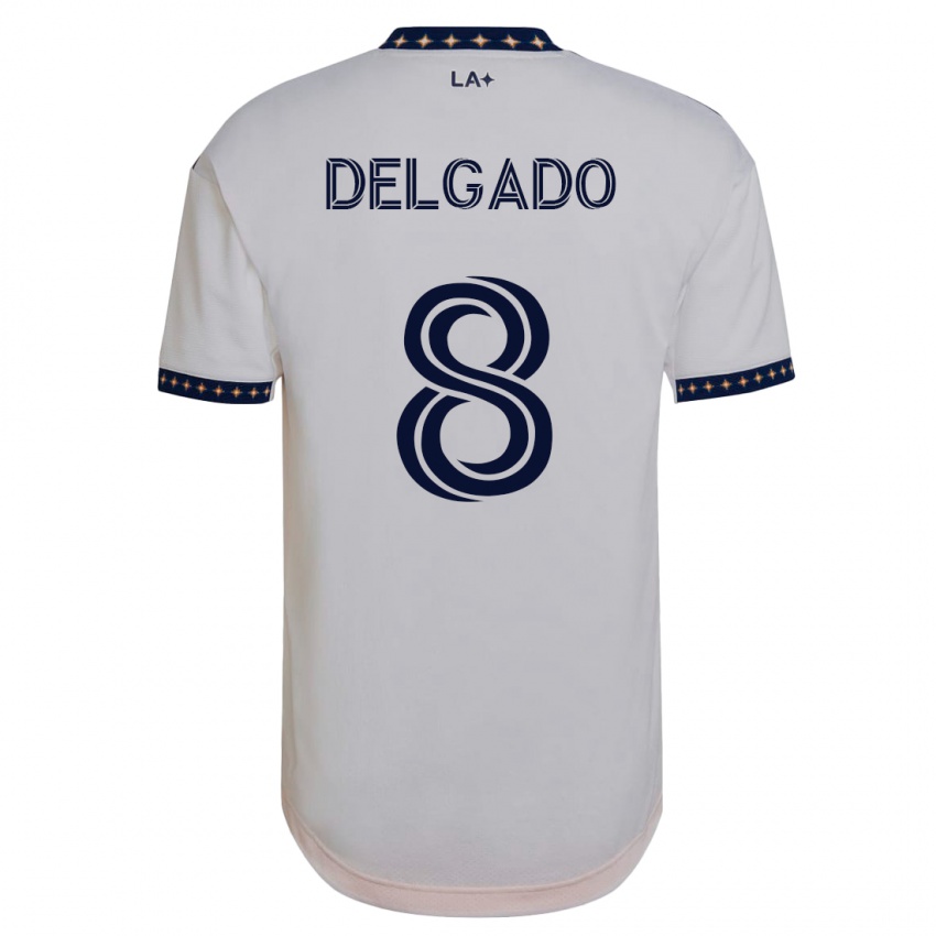 Mujer Camiseta Mark Delgado #8 Blanco 1ª Equipación 2023/24 La Camisa Argentina