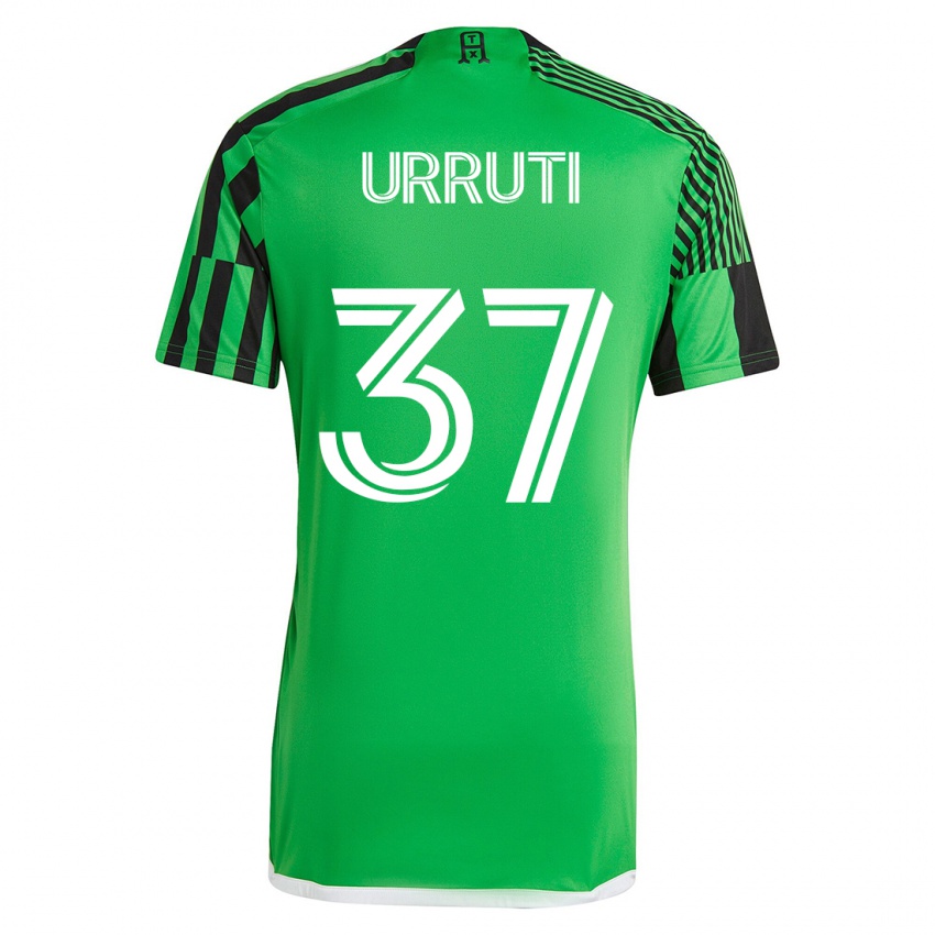 Mujer Camiseta Maximiliano Urruti #37 Verde Negro 1ª Equipación 2023/24 La Camisa Argentina