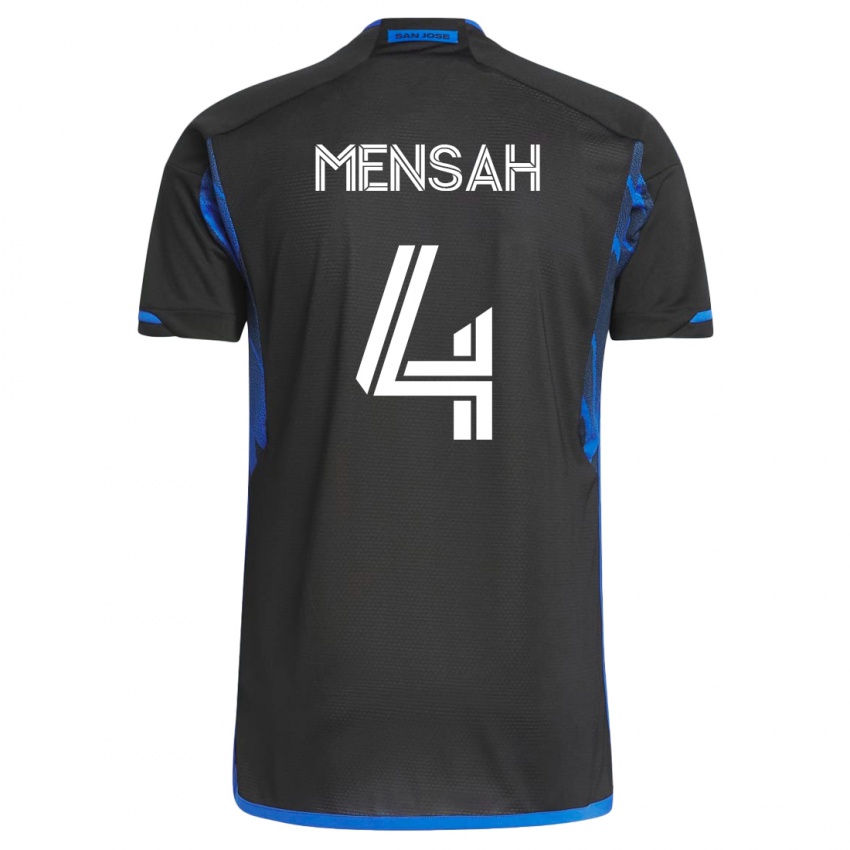 Mujer Camiseta Jonathan Mensah #4 Azul Negro 1ª Equipación 2023/24 La Camisa Argentina